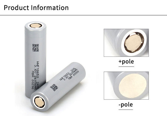 3.6 فولت 2600mAh بطارية ليتو إيون قابلة لإعادة الشحن 18650 بطارية لدرجة حرارة منخفضة