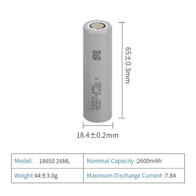 2000mAh بطارية الليثيوم الأيونية الأسطوانية MSDS بطارية منخفضة الحرارة