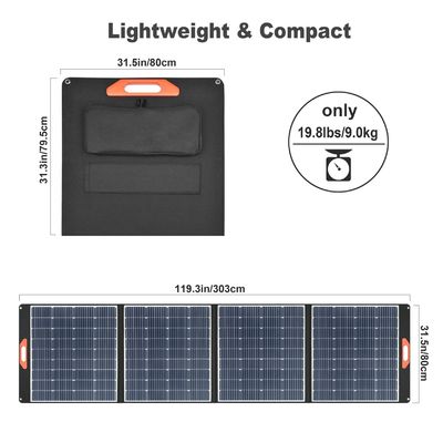 MSDS لوحات شمسية من السيليكون أحادي البلورات 400W شاحن لوحة شمسية قابلة للطي