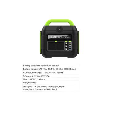 576wh محطة طاقة محمولة 600W 300W 200W مولد احتياطي شمسي