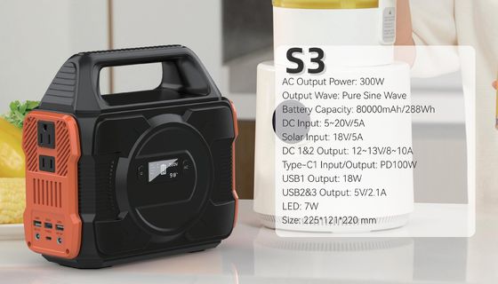 110/220V 300W/288wh مولد الموجات الجانبية محطة الطاقة في الهواء الطلق في الألوان قابلة للتخصيص