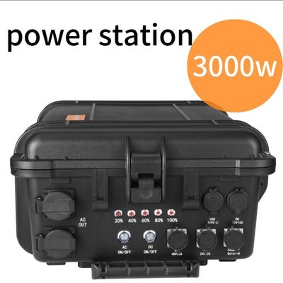 محطة الطاقة الشمسية المحمولة متعددة الوظائف باللون الأسود 3000W 3000wh للطوارئ الخارجية