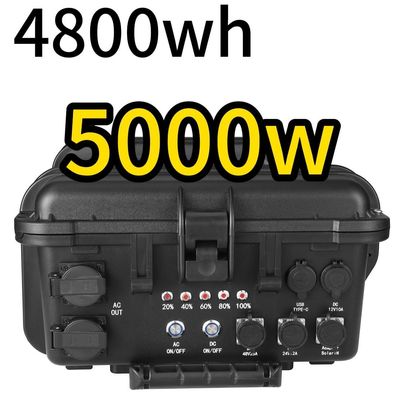 اتصالات قابلة للتخصيص 5000W 4800WH بنوك الطاقة المحمولة للمنزل والتخييم