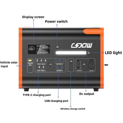 محطة الطاقة المحمولة LiFePO4 40ah/2200W/2400W لشحن متعدد المراحل وحالات الطوارئ