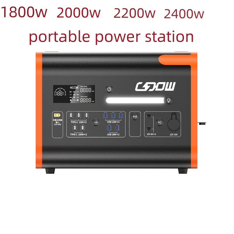 شحن لاسلكي 15W احتياطي الطوارئ 2200W محطة توليد الطاقة المحمولة