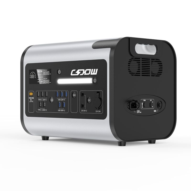 LiFePO4 طاقة تخزين الطاقة مولد الطاقة الشمسية AC / DC 2200W 110V-220V محطة الطاقة المحمولة