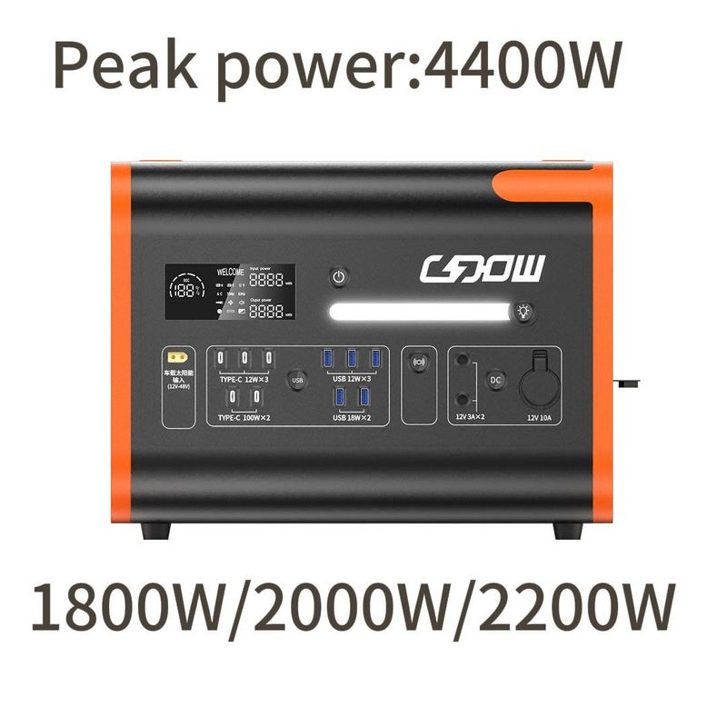 محطة توليد الطاقة الشمسية 2200W مولد محمول مع بنك الطاقة الناتج AC/DC 230V
