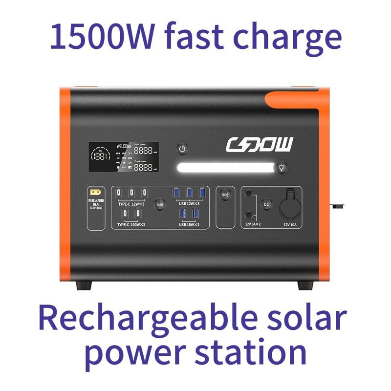 محطة طاقة شمسية محمولة مولد بطارية LiFePO4 2200W للأسرة والطوارئ