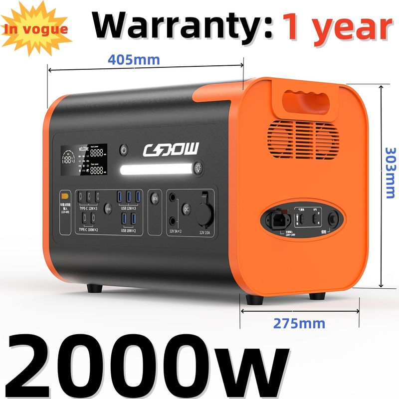 محطة الطاقة البطارية المحمولة والألواح الشمسية 2000W لأداء عالي