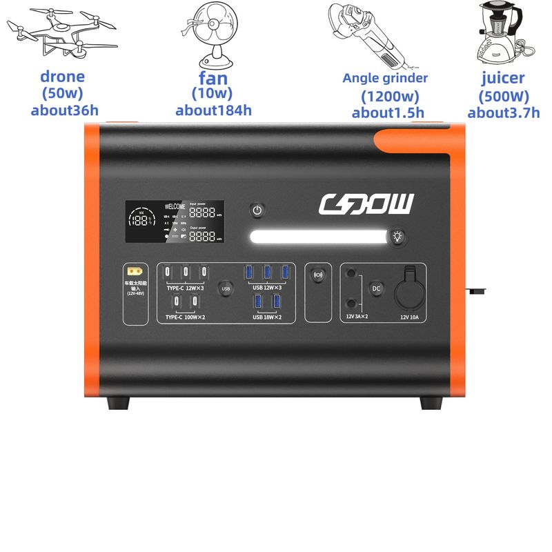 بطارية LiFePO4 التخييم/البيت/محطة الطاقة الطارئة 12.2000W مولد الطاقة الشمسية القابلة لإعادة الشحن مصدر الطاقة المحمول