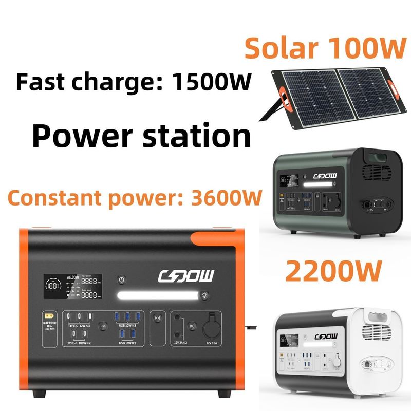 محطة الطاقة الشمسية المحمولة 2000W شاحن الهاتف المحمول القابل لإعادة الشحن عاصمة التيار المتردد 220 فولت للخارج الطوارئ مولد RV