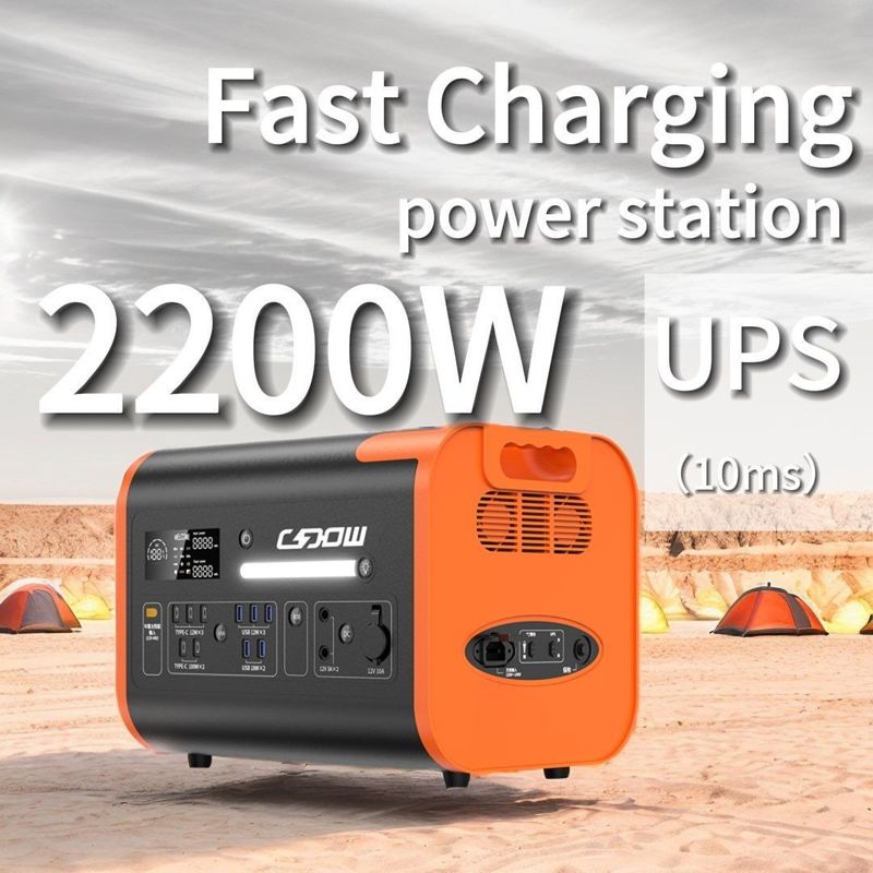 شاحن محمول 2000W شحن سيارة محطة طاقة محمولة للكمبيوتر المحمول والتخييم