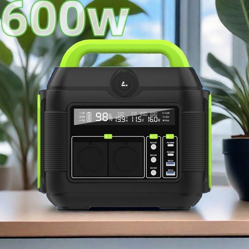 مولد الطاقة الشمسية 600W 576Wh 14.4V 40Ah 160000mAh الكشف عن محطة الطاقة المحمولة LCD