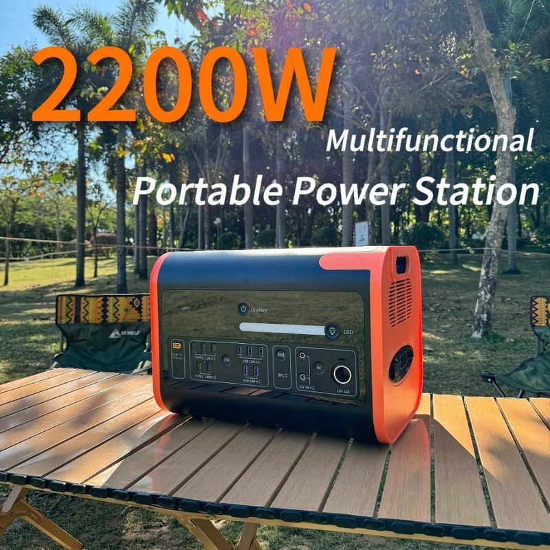 محطة الطاقة المحمولة 2200W DC AC الخروج و 2000wh المدخلات الشمسية للتخييم في الهواء الطلق