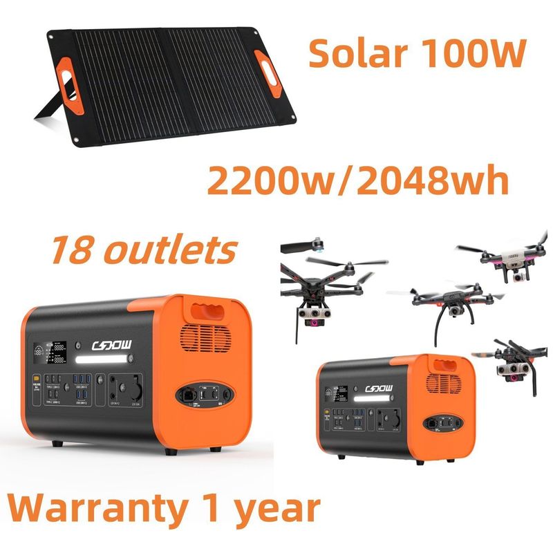 محطة الطاقة المحمولة المحمولة 1500W AC الشحن 2200W / 2048Wh لتخزين الطاقة في الهواء الطلق