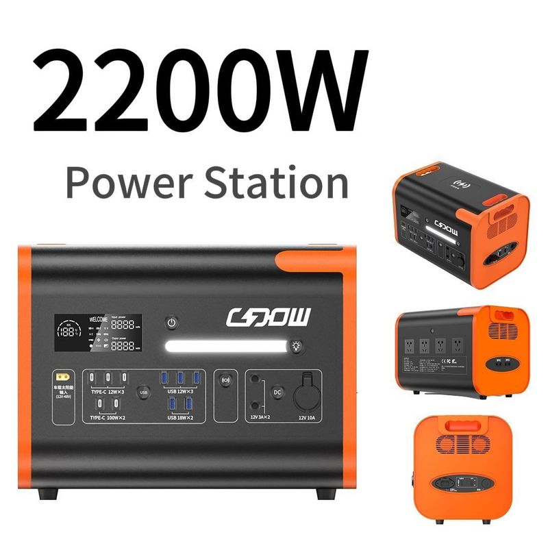 محطة طاقة شمسية محمولة بطارية احتياطية لمخيم الطوارئ 2200W 2000W 2500W