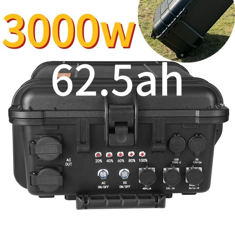 شحن الطوارئ في الهواء الطلق محطة الطاقة المحمولة 3000W 62.5ah مع 6-7 ساعة وقت الشحن