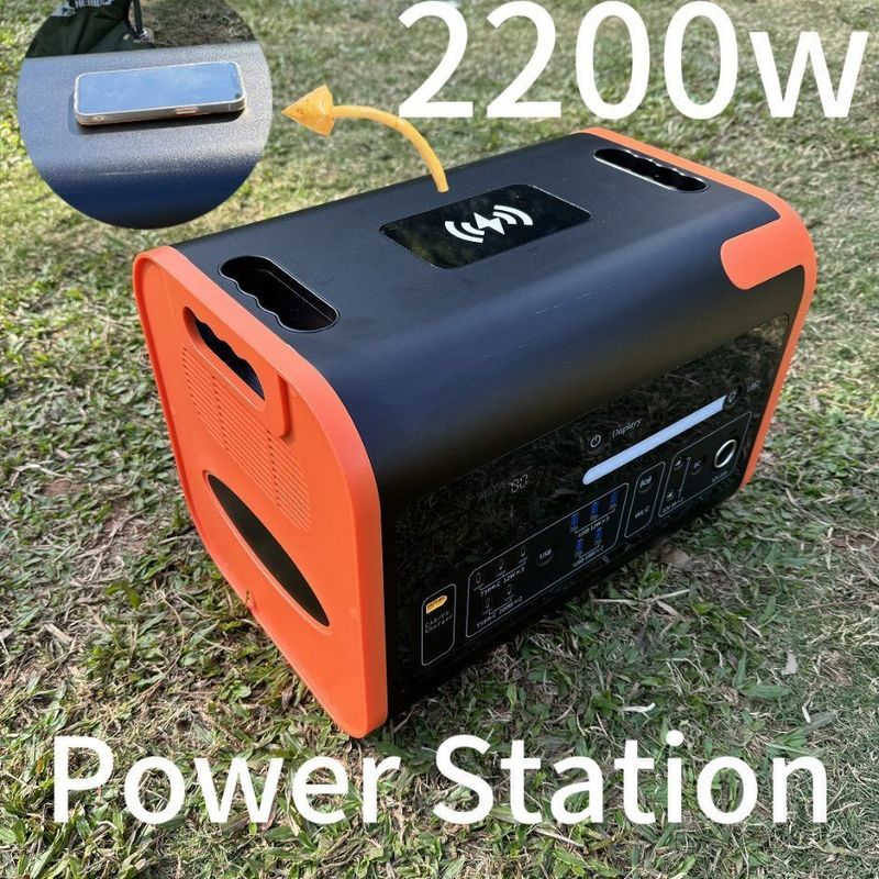 800W الشحن الشمسي الأسود والبرتقالي الخروج التخييم مركز الطاقة المحمول محطة توليد الكهرباء 2kw