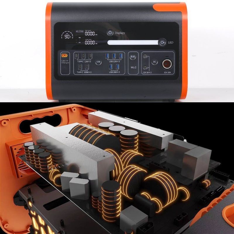 2200W40ah الشحن اللاسلكي محطة الطاقة التخزين الطاقة الشمسية في البرتقالي الساخن مع الأسود