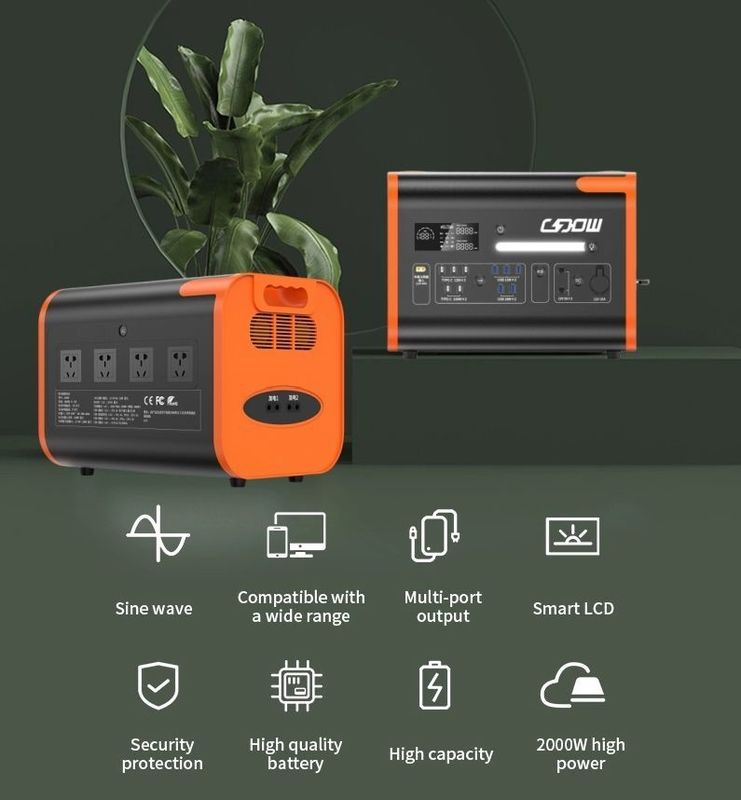 AT22 مولد الطاقة الشمسية 2200W 220V 110V LiFePO4 محطة الطاقة الشمسية المحمولة البرتقالي الأسود