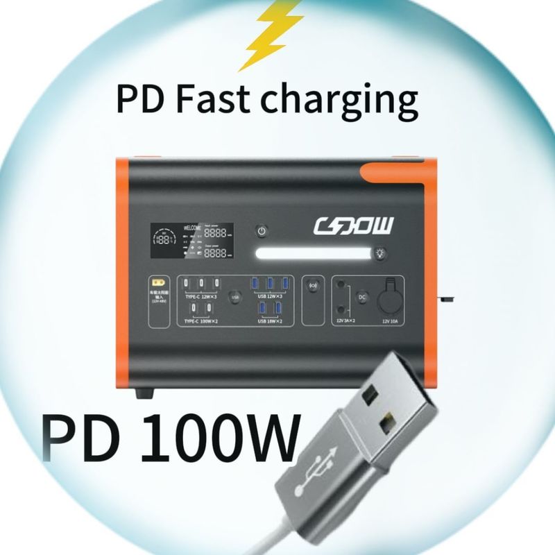 محطة الطاقة المحمولة 2200W/2000W/2400W مع شاشة LCD البرتقالي الأسود قابلة للتخصيص