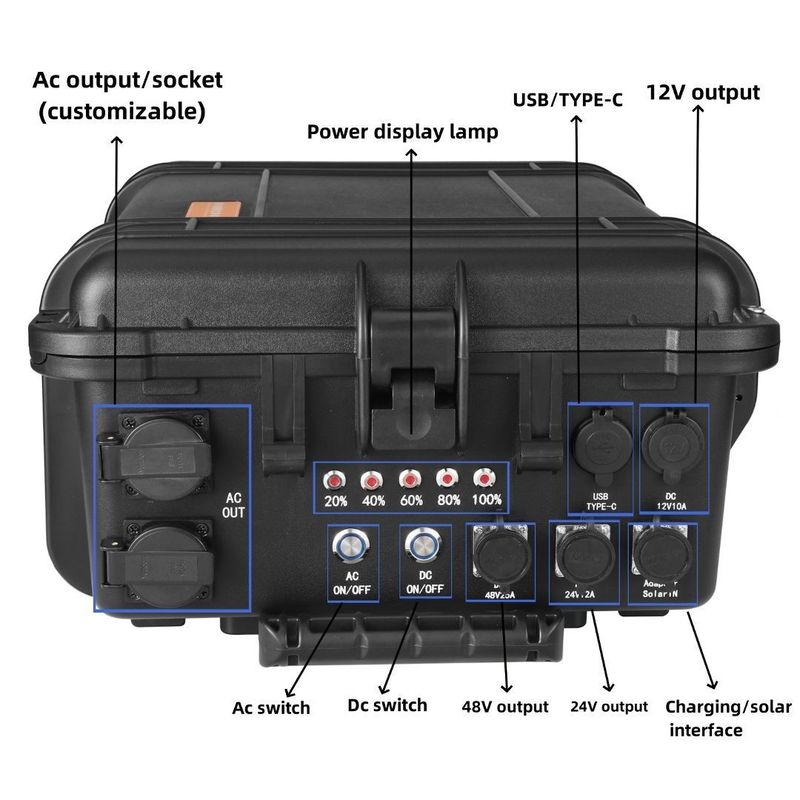 مولد شمسي محمول 6000 واط لمحطة الطاقة المنزلية للسيارات المتنقلة في الهواء الطلق AC Output 110V/220V