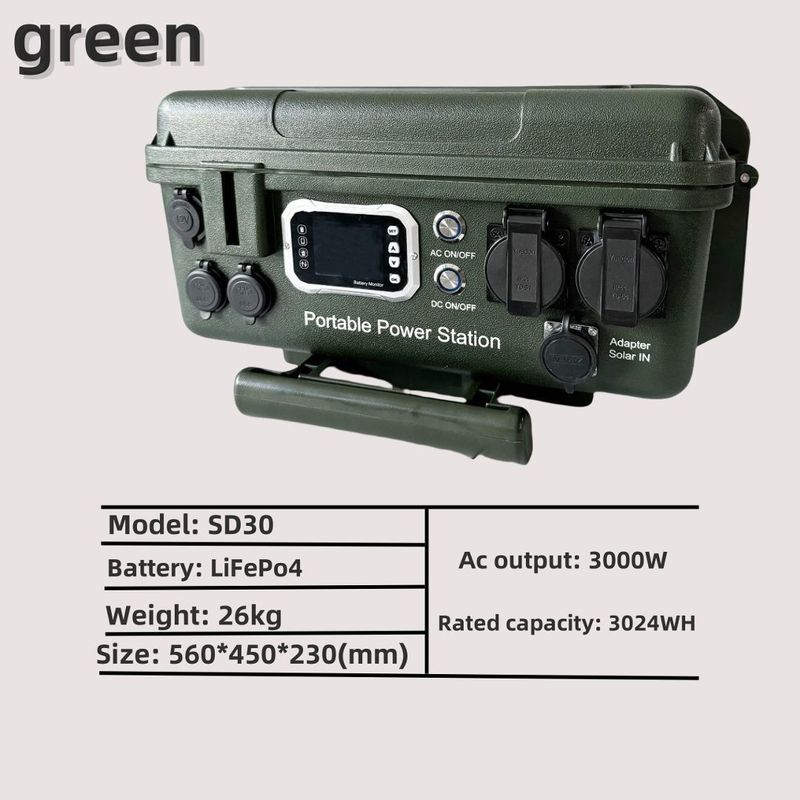 العمل في الهواء الطلق المخيم الطارئ 110V / 230V / 3000W محطة توليد الكهرباء مع منفذ AC / DC / USB